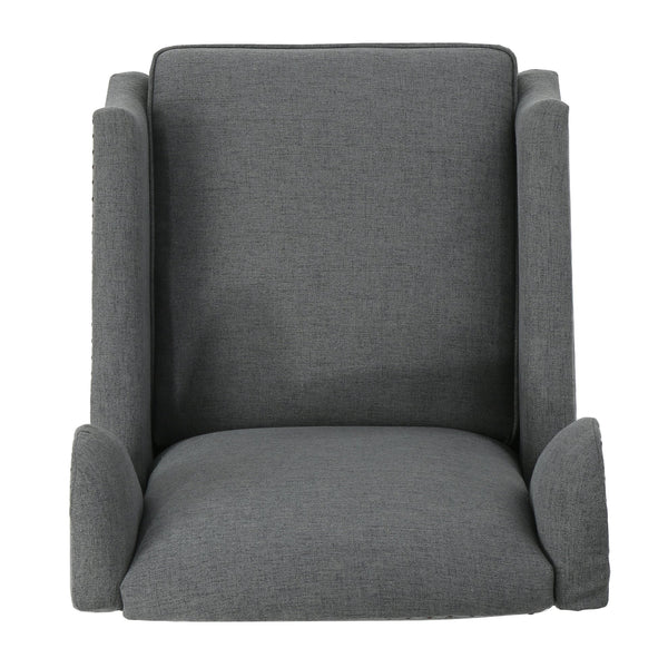 English Elm Christopher Knight Home® - Pushback Recliner Chair with Nailhead Trim and Wingback Design, Plush Fabric Comfort for Living Rooms Charcoal 60760.00CCL