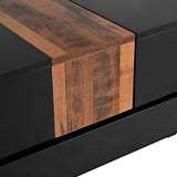 English Elm 31.4'' X 31.4'' Square Coffee Table With Sliding Tabletop, High Gloss Center Table With Hidden Storage Compartment, Extendable Cocktail Table With Walnut Grain Finish For Living Room, Black