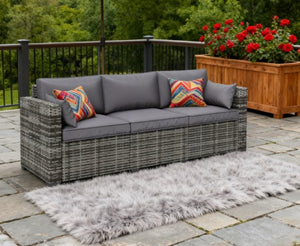 English Elm Seater Outdoor Pe Rattan Sofa Deep Cushioned Patio Couch for Deck or Poolside T3971P417854