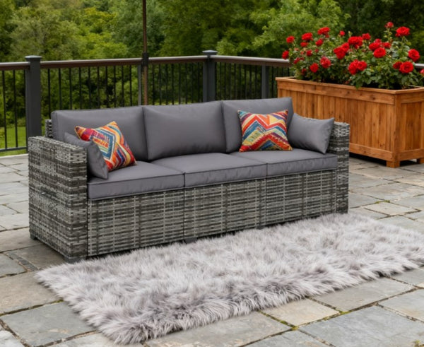 English Elm Seater Outdoor Pe Rattan Sofa Deep Cushioned Patio Couch for Deck or Poolside T3971P417854