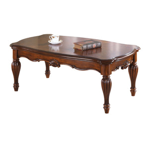 English Elm Cherry Elegant Rectangle Coffee Table with Turned & Fluted Legs, Spacious Top, Classic Cherry Finish, Timeless Living Room Centerpiece B062P189098