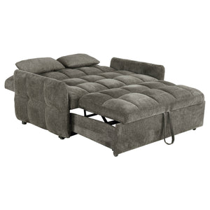English Elm Alvara Dark Grey Tufted Sleeper Sofa Bed with 1" Memory Foam Topper, Compact Pull-Out Comfort B062P357830