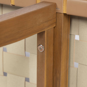 English Elm Christopher Knight Home® - Stylish Acacia Wood Bench with Woven PU Leather Seat — Durable Frame, Teak Tones, Versatile Accent Seating N769P233051N