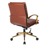 OSP Home Furnishings Mid-Back Faux Leather Chair Saddle