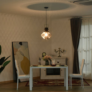 English Elm HOMCOM Industrial Pendant Light with Adjustable Chain, Black Steel Net Shade Chandelier for Kitchen, Living Room W2225P217291