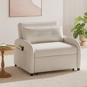 English Elm Christopher Knight Home® - (Old 3-in-1 Convertible Sleeper Sofa Bed with Pillow & Pocket, Compact Loveseat with Pull-Out Bed and Wheels Beige N765P34284849W