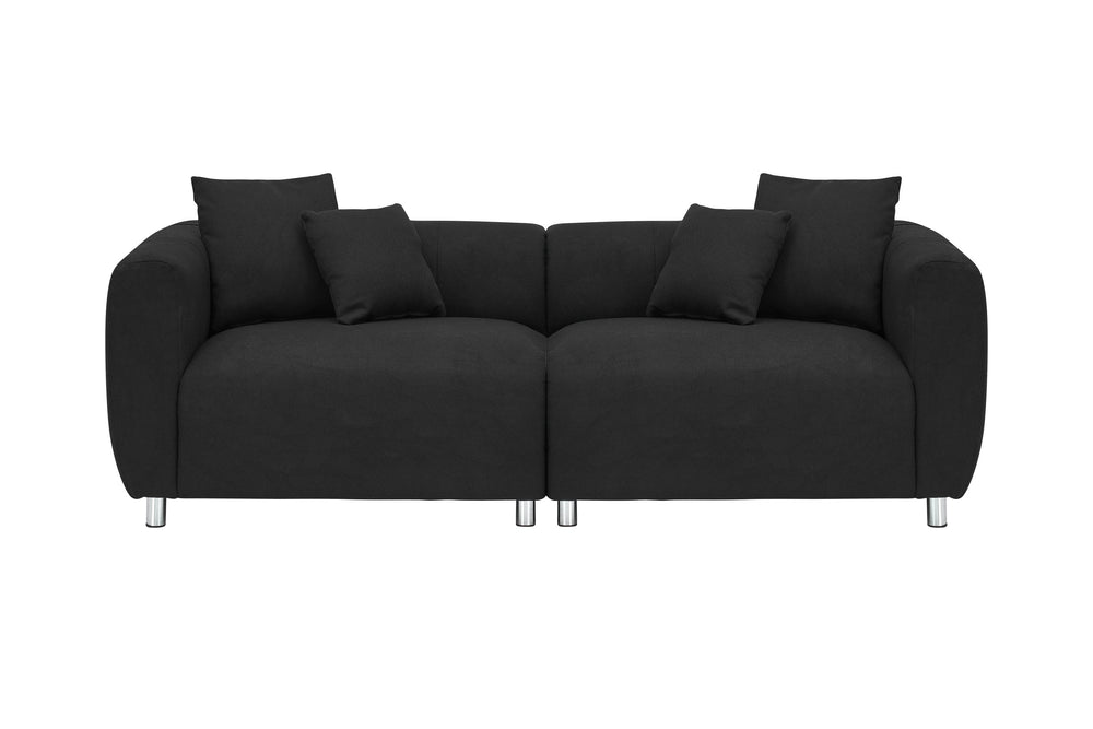 English Elm 89 Inch Sofa - Modern 3-Seater Couch With Teddy Velvet Upholstery, Metal Legs & 4 Washable Pillows W1658S00150