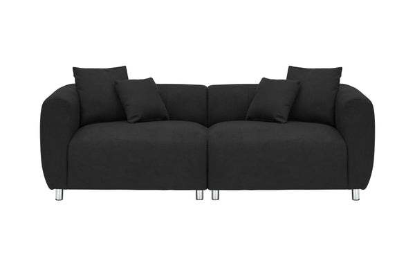 English Elm 89 Inch Sofa - Modern 3-Seater Couch With Teddy Velvet Upholstery, Metal Legs & 4 Washable Pillows W1658S00150
