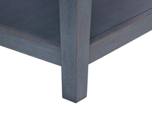 English Elm 24 inch End Table Corduroy Blue Distressed Coastal Accent with Drawer & Shelf, Antique Pewter Hardware B108P193074