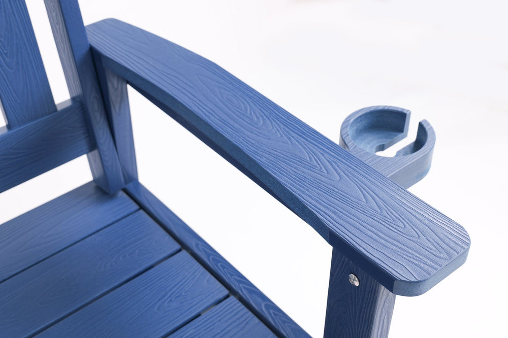 English Elm Minimalist bench with vintage grille design, eco-friendly recyclable material, durable indoor/outdoor seating Navy Blue W2085P361602