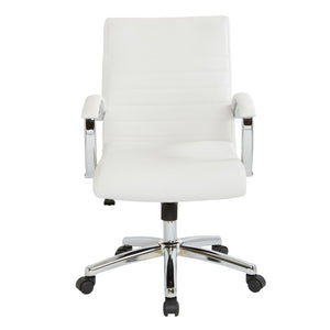 OSP Home Furnishings Executive Low Back Faux Leather Office Chair with Chrome Base for Professional Workspaces White FL92011C-U11