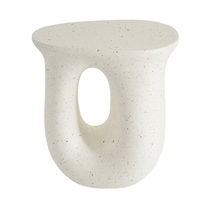 English Elm Outdoor Mgo Side Table Travertine Terrazzo White Finish for Patio Lounge Seating N768P410930W