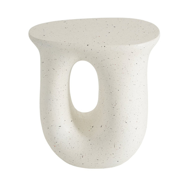 English Elm Outdoor Mgo Side Table Travertine Terrazzo White Finish for Patio Lounge Seating N768P410930W