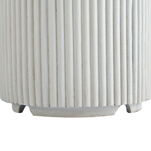 English Elm U_style Outdoor Mgo Propane Tank Cover Round Patio Side Table Fluted Stone Finish Beige N711P410569K