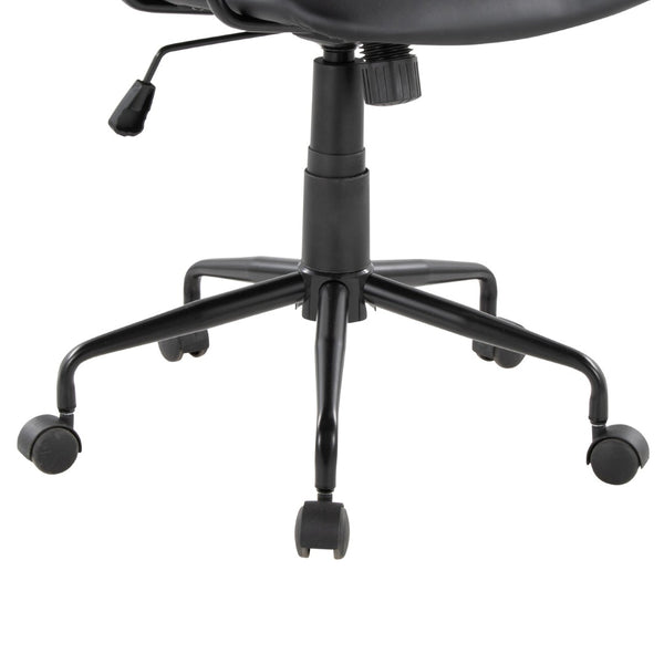 English Elm Office Chair with Faux Leather Upholstery Pneumatic Swivel Seat for Modern Workspaces Black B202P474194