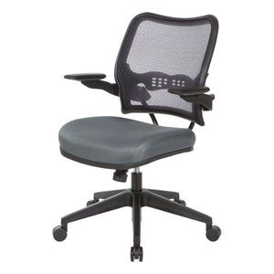 OSP Home Furnishings Deluxe Mesh Back Office Chair with Lumbar Support Synchro Tilt and Padded Arm Rests Grey 13-37N1P3-2M