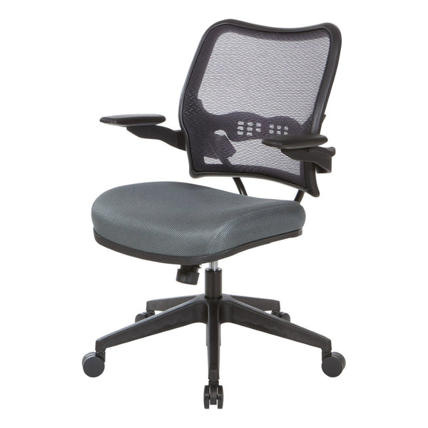 OSP Home Furnishings Deluxe Mesh Back Office Chair with Lumbar Support Synchro Tilt and Padded Arm Rests Grey 13-37N1P3-2M