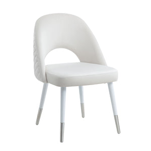 English Elm Zemirah White Velvet Side Chairs Set of 2 — 4" Cushions, Hollow Back, Gloss Finish, Durable Frame B2726P262963