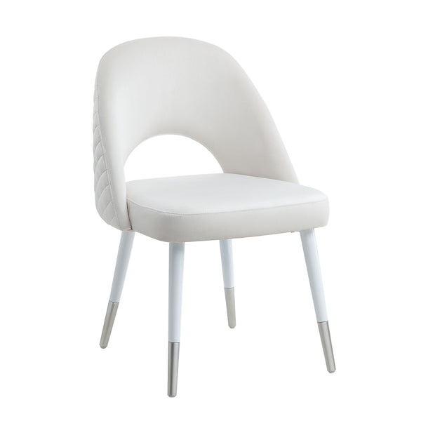 English Elm Zemirah White Velvet Side Chairs Set of 2 — 4" Cushions, Hollow Back, Gloss Finish, Durable Frame B2726P262963