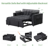 English Elm 58" 4-1 Multi-Functional Sofa Bed With Cup Holder and Usb Port For Living Room Or Apartments Black