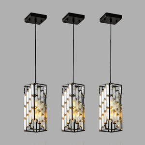 English Elm 4" Modern Crystal Pendant Light 3-Pack Black Adjustable Hanging Ceiling Lamp with Prism Shades W2312P374970