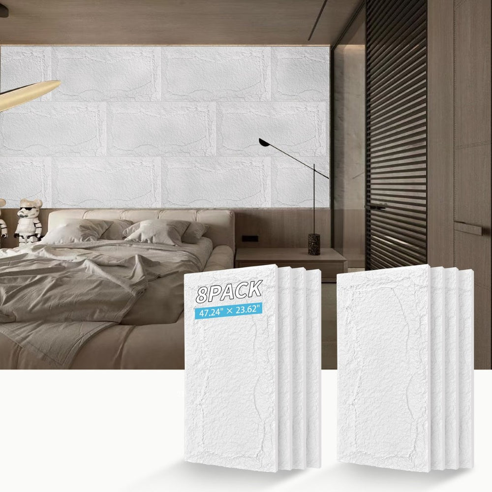 English Elm 3d Faux Stone Pu Wainscoting Panels Lightweight Waterproof Interior Accent Wall Set White Marble W347P478049