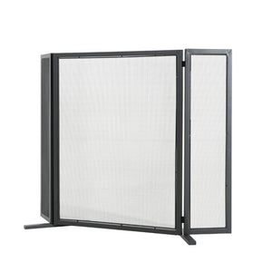 English Elm Quiana Three Panel Wrought Iron Hearth Screen Matte Black Mesh for Modern Loft Decor N775P386892B