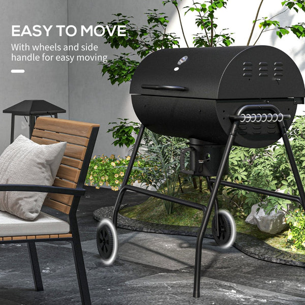 English Elm Outsunny Portable Charcoal Grill with Side Tables Wheels and Shelf for Backyard Camping W2225P174302