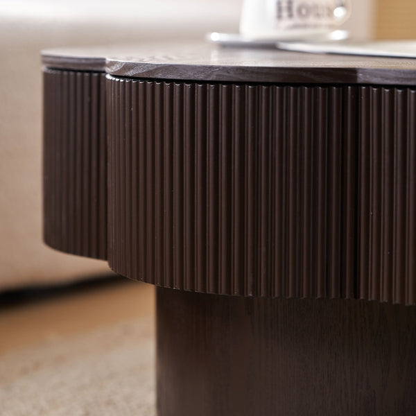 English Elm 31.50"modern Plum Blossom Coffee Table Dark Wood Veneer Storage Living Room Accent W757P357556