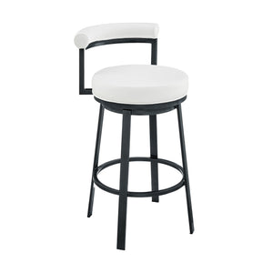 English Elm Adrix Cloud Finish Swivel Counter or Bar Stool with White Faux Leather, 360° Glide, 250lb Capacity B2736P354348