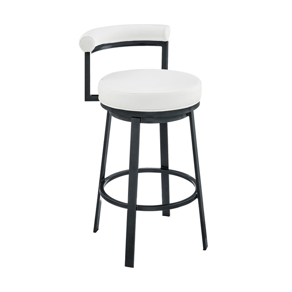 English Elm Adrix Cloud Finish Swivel Counter or Bar Stool with White Faux Leather, 360° Glide, 250lb Capacity B2736P354348