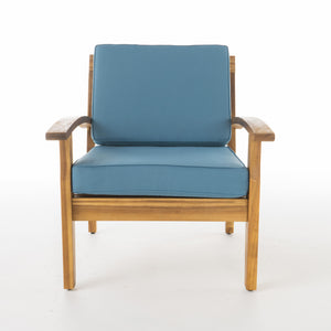 English Elm Christopher Knight Home® - Peyton Club Chair - Stylish Acacia Wood Outdoor Seating With Plush Cushions For Ultimate Comfort 57973.00BLU