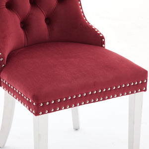 English Elm Nikki Velvet Tufted Dining Chair with Chrome Legs, Nailhead Trim, Plush High-Rebound Seat Comfort WINE RED W1143P369090