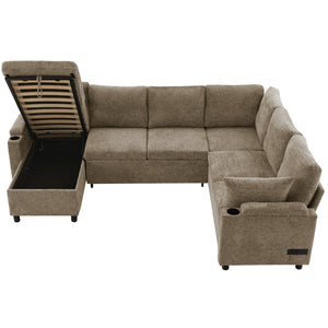 English Elm 101.2" Modular Chenille Sectional Sofa with Tufted Cushions and Deep Seating for Living Room N719S001910D
