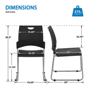 OSP Home Furnishings Sled Base Stackable Polyurethane Chair for Offices Lobbies and Classrooms Black STC8302C2-3