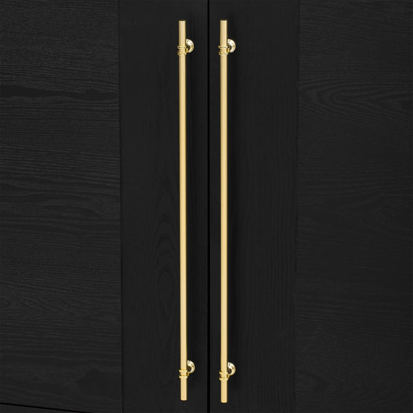 English Elm Trexm Ash Veneer Buffet with Gold Handles Matte Black Lacquer Dining Storage N715P232696B