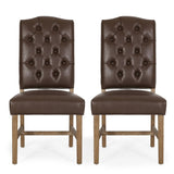 Christopher Knight Home® - Noble House - Hyvonen Contemporary Upholstered Tufted Dining Chairs, Dark Brown And Natural - Set Of 2