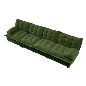 English Elm 138" Modular Cloud Sectional Sofa Deep Seat Chenille Upholstery for Living Room Green W714S01731