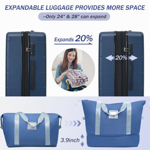 English Elm Luggage 5 Piece Hardside Abs Set with Front Access Carry on and Tsa Spinner Wheels Blue N732P391557C