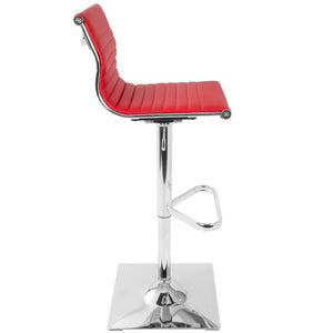 English Elm Masters Contemporary Adjustable Barstool with Swivel, Chrome Base and Faux Leather Seat for Comfort Red B202P222322