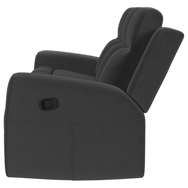 English Elm Slater Manual Reclining Sofa with Channel Tufted Back and Suede Leatherette Upholstery Charcoal B062P440397