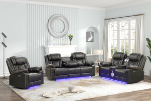 English Elm Challenger Modern 3Pc Power Reclining Sofa Set With Bluetooth Speakers, Usb Ports & Led Lighting B009S01518