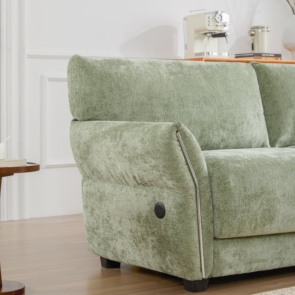 English Elm 110" Modular Sectional Sofa with Extra-Wide Chenille Seats, USB & Type-C Charging Ports, Ottoman, High-Density Foam Comfort Green N723S7038F