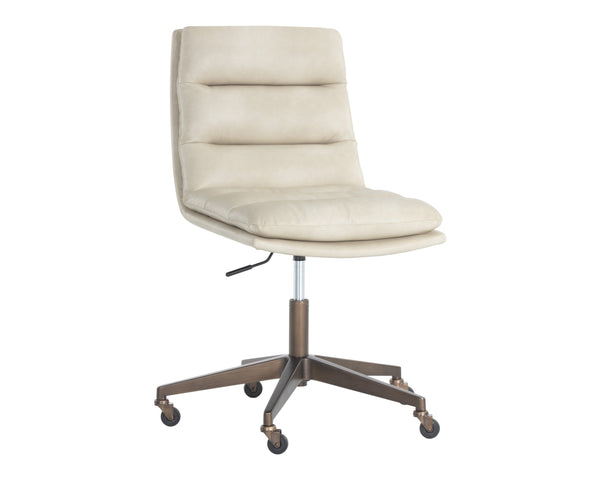 Sunpan Stinson Office Chair - Luxurious Comfort With Antique Brass Base And Easy Mobility For Your Workspace Cream Faux Leather 111972