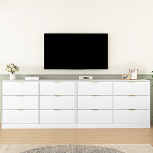 English Elm Simply Modern 6-Drawer Dresser with Spacious Drawers, Durable Engineered Wood, Sleek Minimalist Design White W409P307585