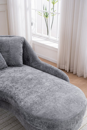 English Elm 58'' Chenille Chaise Lounge with Footstool Pocket Spring Comfort for Bedroom Living Room W2363S00089