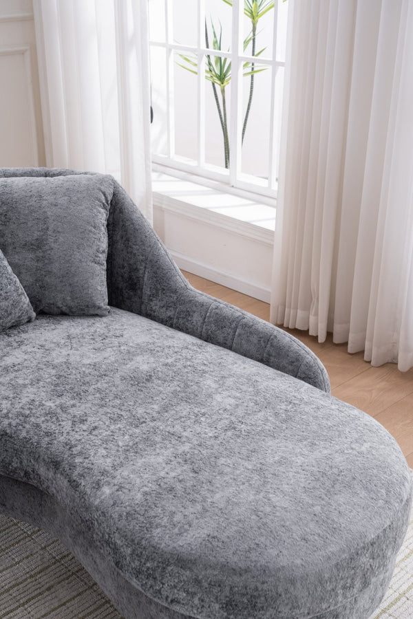 English Elm 58'' Chenille Chaise Lounge with Footstool Pocket Spring Comfort for Bedroom Living Room W2363S00089