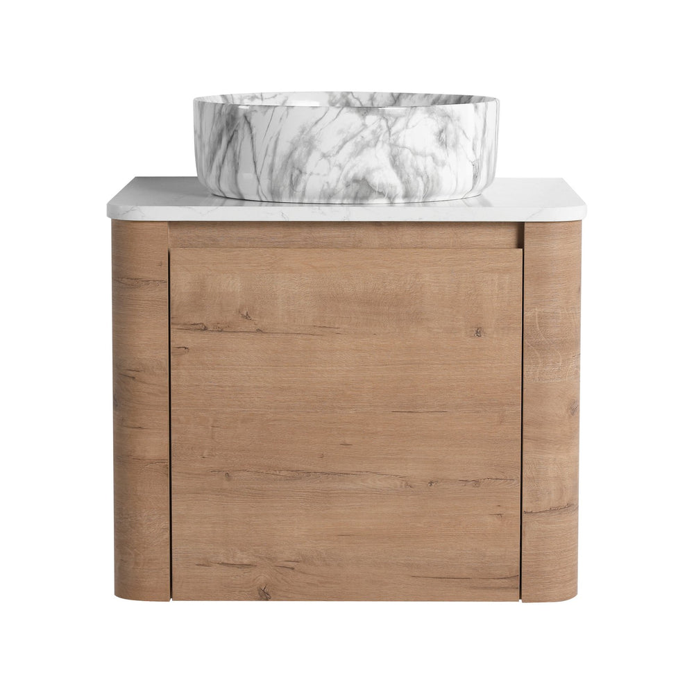 English Elm 24'' Wall-Mounted Bathroom Vanity With Ceramic Vessel Sink, Soft-Close Door & Stylish Design W999S00395