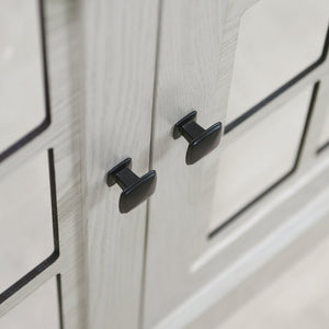English Elm Storage Sideboard with Mirrored Acrylic Doors and Wood Grain Mdf Finish for Compact Rooms White W2899P372747