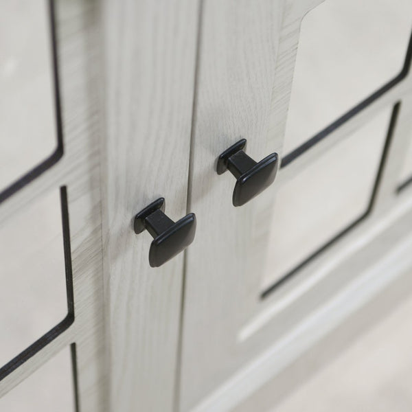 English Elm Storage Sideboard with Mirrored Acrylic Doors and Wood Grain Mdf Finish for Compact Rooms White W2899P372747